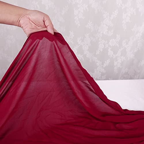 Havii Wedding Arch Draping Fabric, 60" X 26Ft Burgundy Chiffon Fabric Sheer Backdrop Curtains Table Runners For Wedding Ceremony Reception Decorations #TOP2