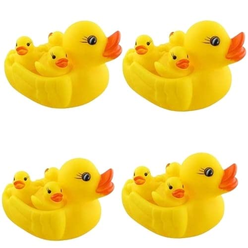 YOOKO (Pack of 4) Chu Chu Duck Family Baby Bathing Toys Set,Multi 4 in 1 Yellow Duck Toy Set for Kids Baby Toy (Duck Family 4 in 1 Toy)