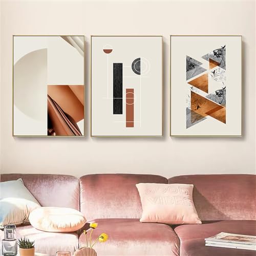 Cuadros abstractos geométricos nórdicos de 50x60cm sin marco para decoración de casa en pack de 3