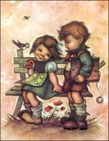 Honey Buns Sitting on The Bench Paper Tole 3D Decoupage Craft Kit Size 6x8 51314