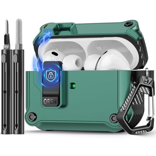 Image of Pohgelan Compatible with AirPods Pro 3 Case (Green) | Magnetic Automatic Lock with Cleaning Kit,Compatible with Magsafe