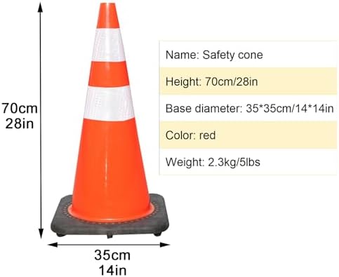 28" Blue Traffic Cones - 2 Pack Safety Cones with Reflective Strips for Parking Lot, Temporary Barricades, Durable Rubber Base for Enhanced Visibility and Stability