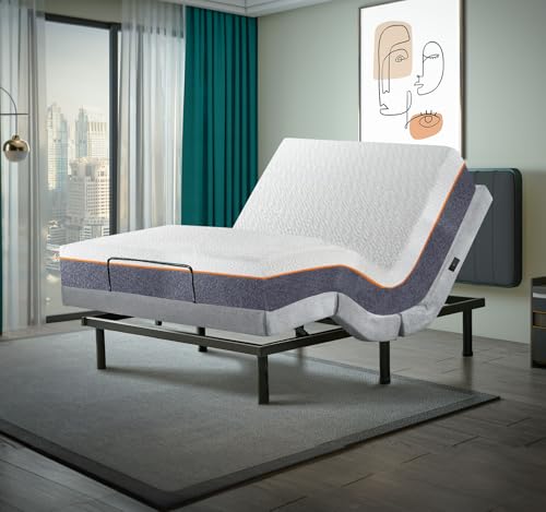 Irvine Home Collection Queen Adjustable Bed Base with 10 Inch Gel...