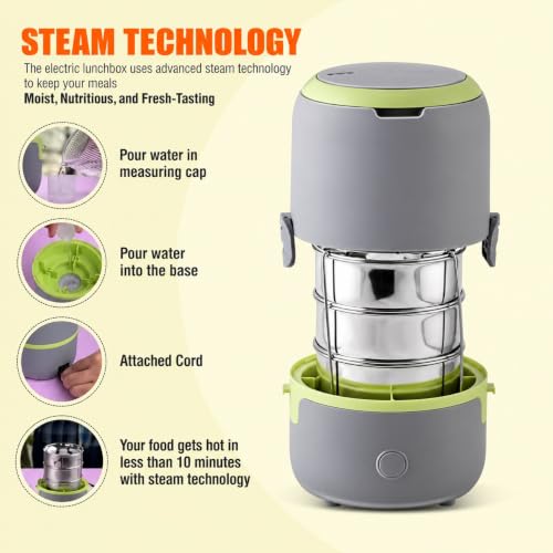 Image of Electric Lunch Box for Office Stainless Steel Container 300X3 ml
