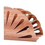 File Sorter Wood Organizer 5 Compartment, Buckle Design Desktop Fan-Shaped Mail Letter Document Magazine File Folder Holder Wood File Assembly Divider DIY Office Tabletop Basket Storage Box, Brown