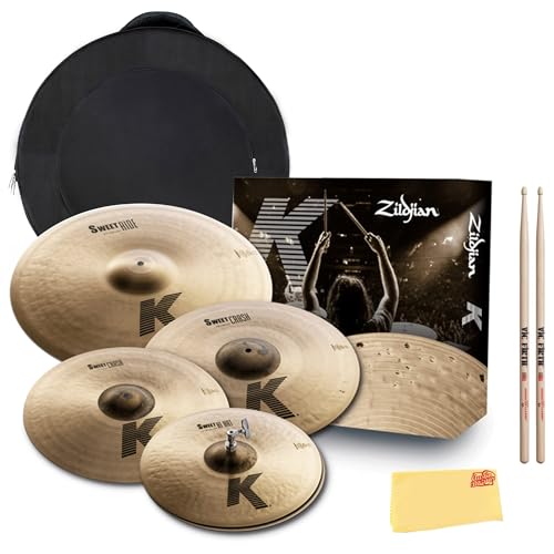 Zildjian KS5791 K Sweet Cymbal Pack Bundle with Cymbal Bag, Drumsticks, and Austin Bazaar Polishing...