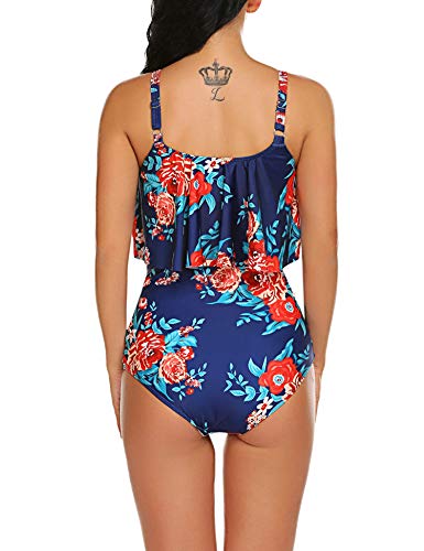 image for ADOME Ruffled Bikini Set for Women Two Piece Tummy Control Swimsuits F