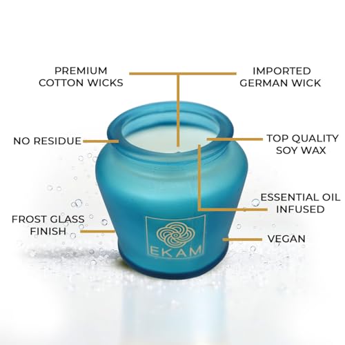 Image of EKAM Scented Frost Glass Lampshade Candle | Ocean Dream Scented Candle | Luxury Fragrances| Ideal for Home Decor, Aromatherapy & Gifting | 22 Hours Burn time |114 g