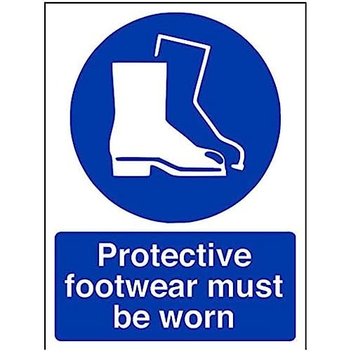 V Safety Protective Footwear Must Be Worn In This Area PPE Sign - 150mm x 200mm - 1mm Rigid Plastic