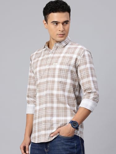 Image of Majestic Man Men Comfort Slim Fit Opaque Checked Cotton Casual Shirt