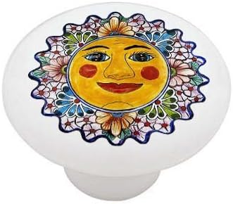 Mexican Talavera Floral Sun Design Ceramic Drawer Knob