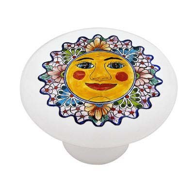 Mexican Talavera Floral Sun Design Ceramic Drawer Knob