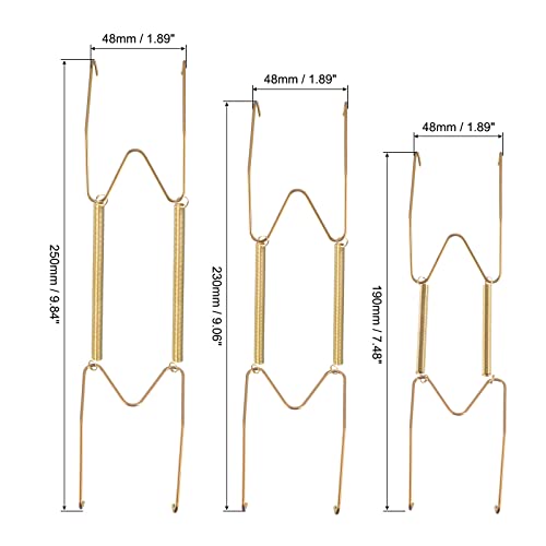 Image of uxcell 12 Pieces Plate Hanger, 8 12 14 Inch Stainless Steel Invisible Wall Plate Hangers with 12Pcs Wall Hooks and 50Pcs Protectors for Decorative Plates, Gold