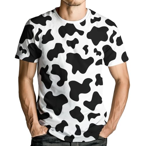 Casual Cow Print T-Shirt Short Sleeve Fun Cow Graphic T-Shirts for Men Women2