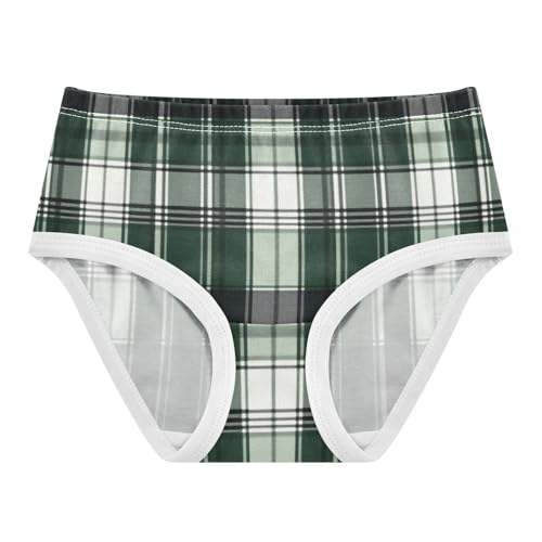 Bragas transpirables para niñas, ropa interior para niñas pequeñas, color verde y blanco a cuadros, Con color, 4-5 años
