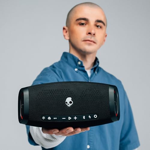 Image of Skullcandy Barrel Micro Portable Bluetooth Speaker, IPX7, 24-Hour Battery | Waterproof, USB-C, Multi-Speaker Link, LED Light Show, Utility Strap & Carabiner, Rechargeable Battery, Wireless Speaker