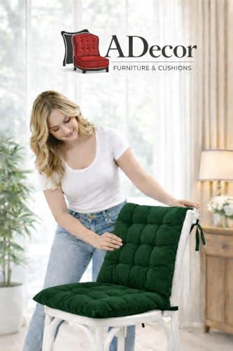Image of A Decor Soft Cotton Chair Cushion Pad 40x40x4 cm| Comfortable Pad for Dining, Office & Study Chairs Pack of 1| (Dark Green)