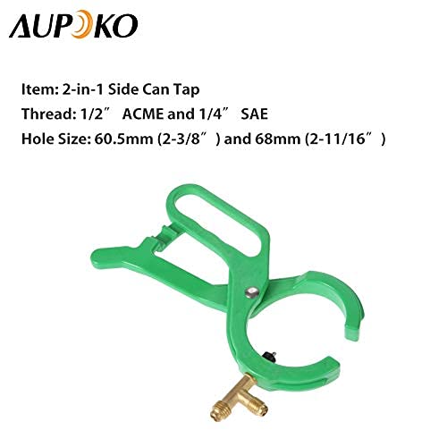 Aupoko R-134A Can Tap, 2-in-1 Side Bottle Opener, R22 R12 Can Tap Refrigerant Dispense AC Connecting 1/4 SAE and 1/2 Thread, for Refrigerant Manifold System