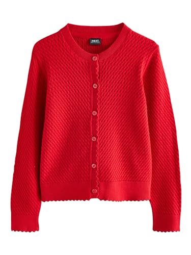 NEXT Mädchen Strickjacke mit Zopfstrickmuster für die Schule mit hohem Baumwollanteil Rot 158