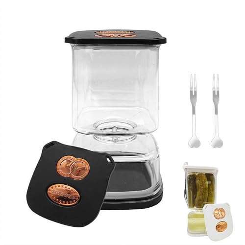 Pickle Jar with Strainer Flip,Pickle Container with Double Leak-proof Lid,Airtight Mason Pickles Jars for Olive Kimchi Capers Kosher Dill,Food Storage Containers with Lids for Pickles Lover