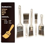 Furniture Clinic Paint Brush Set for Professional or DIY Painting & Decorating - Set of 5 Brushes - Flat, Cutting Angled, 38mm, 50mm, 60mm Paintbrushes - For Gloss, Emulsion, Varnish, & Wood Staining