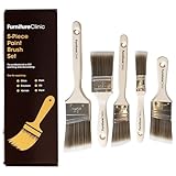 Furniture Clinic Paint Brush Set for Professional or DIY Painting & Decorating - Set of 5 Brushes - Flat, Cutting Angled, 38mm, 50mm, 60mm Paintbrushes - For Gloss, Emulsion, Varnish, & Wood Staining