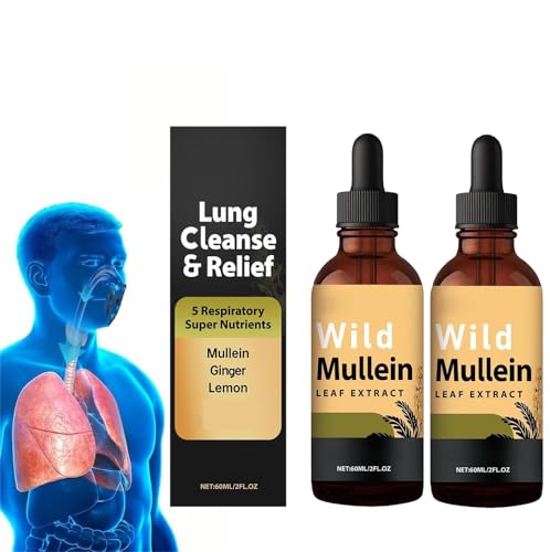 Gouttes de molène sauvage, gouttes d'extrait de feuille de molène pour nettoyage des poumons, gouttes naturelles de molène avec gingembre et citron pour le nettoyage des poumons, formule naturelle (2