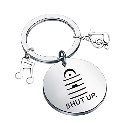 CHOORO Music Teacher Gift Choir Director Gift Orchestra Conductor Gift Shut Up Keychain Music Note Charm Jewelry