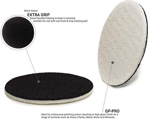 Image of Glass Polish 3 inch (75mm) Pack of 10 Felt Polishing Pads for Polishing Glass, Plastic, Metal and Marble