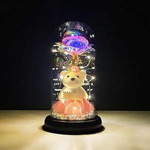 FTPRO Galaxy Rose, Automatic Color Change Light String on The Crystal Rose,Infinity Rose,Enchanted Rose Glass Dome Best Gifts for Women Christmas, Valentine’s Day, Mother’s Day