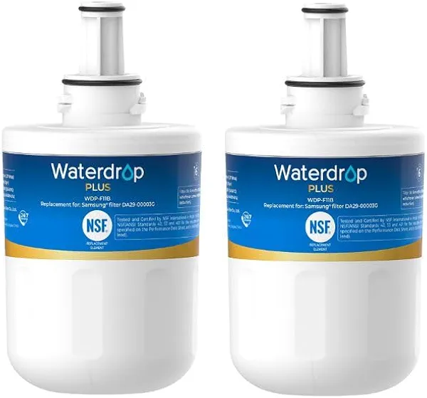 Waterdrop Plus DA29-00003G NSF 401&53&42 Certified Refrigerator Water Filter, Replacement for Samsung DA29-00003G, DA29-00003B, DA29-00003A, Aqua-Pure Plus, HAFCU1, 2 Filters (Package May Va