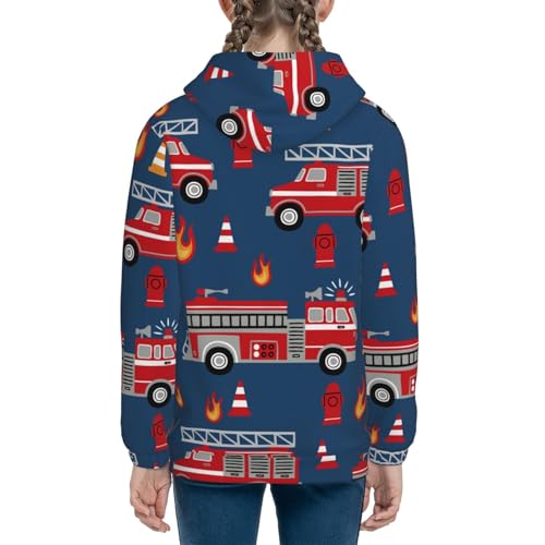 Fire Truck 1 Kids Pullover Hoodies Boys Sweatshirts Girls Athletic Clothes with Pocket4