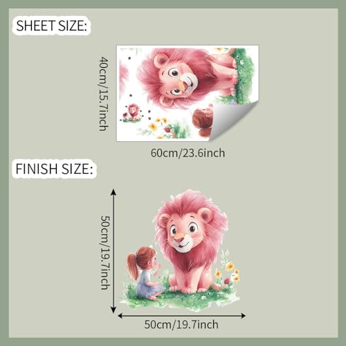 Vinilo Decorativo Removible León Rosa para Niños miniatura 2