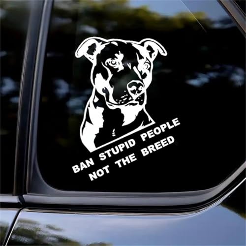 2PCS 5.91"x7.87" Ban Stupid People Not Breed Pitbull Car Bumper Window Stickers, for Car Truck Van Fashion Decals Vinyl Material Decal |#AZ284 (White)