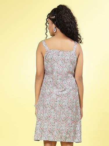 Image of OOMPH! Dress for Women Stylish| Summer Vacation Style |Floral Print Spaghetti Strap |Mini DressFor Women's & Girl's |Lightweight Flared Dress for Casual & Holiday Wear