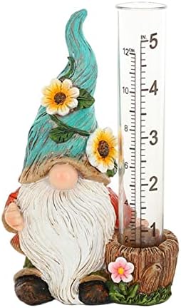 The Bridge Collection Cute Garden Gnome Rain Gauge (Green)