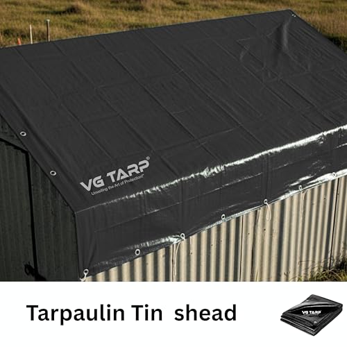 Image of 250 GSM HDPE Tarpaulin 6 X 9 Feet I Heavy-Duty Waterproof Non-Filler Sheet for Car Parking Shed, Tin Shed, Bike Cover, Outdoor Rainproof Tent, Garden, (Black)