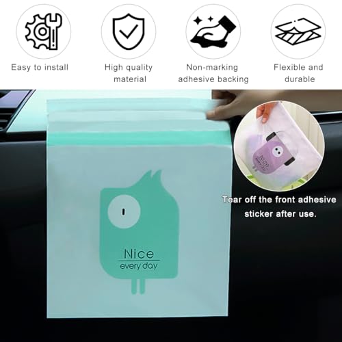 Image of 15 PCS Car Trash Bags, Easy Stick-On Disposable Car Garbage Bags Leak-Proof Vomit Bags, Waterproof Self Adhesive Cleaning Bags for Vehicles Bedrooms Offices, Car Accessories (Bird)