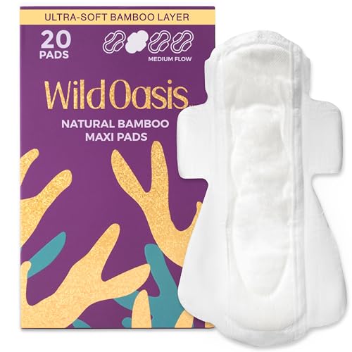 Wild Oasis Organic Pads with Wings for Women, Teens and Tweens, Natural viscose from Bamboo Maxi Sanitary Pads, Non Toxic Chemical Free Feminine Period Protection, Organic Pads Alternative