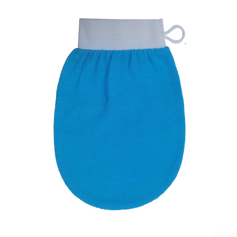 Hammam - Juego de 2 guantes exfoliantes para tratamiento refrescante de exfoliación corporal (2 unidades, azul)