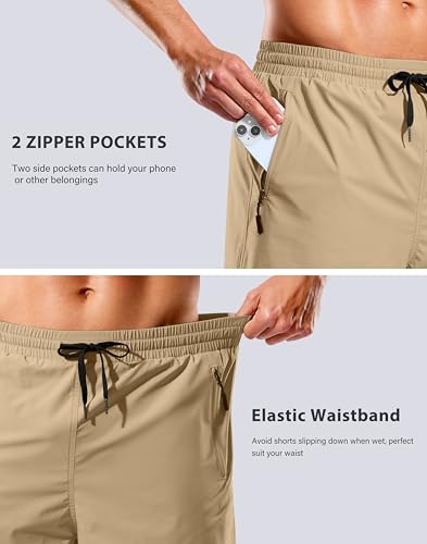 Image of G Gradual Mens Swim Trunks with Compression Liner 7 inch /9'' Quick Dry Board Shorts Swimsuit Bathing Suit for Men Zipper Pockets