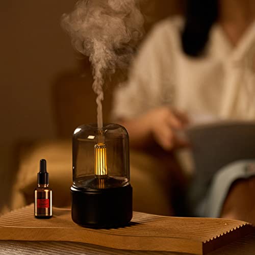 Difusor de óleo essencial,Estilo à luz de velas difusor de aroma 120 ml umidificador de névoa branca