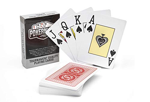 Poker Night Pro – Professionelles, Wasserfestes Texas Hold'em Poker-Kartendeck | 100% Plastik | 54 Karten pro Deck (Rote Rückseiten) | 2 Joker | Jumbo-Index