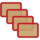 Small Silicone Baking Mats, Set of 4,11-4/5x8-1/4 Inch Quarter Sheet Size, Non Stick, BPA Free, 1/4 Baking Sheet Pan Liner for Cookies, Macaron, Bread, Pastry, Toaster (Red)