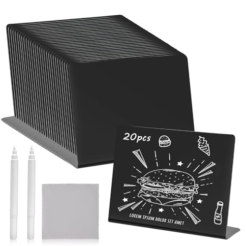 Mini Tableau Noir Etanche Mini Ardoise Sécurité Mini Panneau Daffichage 20pcs Ardoise Noire 10x7.5cm Réutilisée Effacable pour Buffet Mariage Boulangerie...