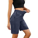 Short en Jean Bermuda Taille Haute pour Femme Été Short Jean Femme Casual Décontracté Pant...