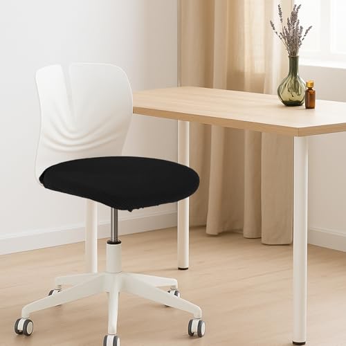 TIESOME 2 Stücke Dehnbarer Bürostuhlbezug,40-60cm Stuhlbezug Sitzfläche Abnehmbar Waschbar Hochelastischer Elasthan Anti-Staub Stuhl Slip Cover Kissenbezug für Büro Restaurant Hochzeit (Schwarz)
