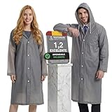welsberg 2 Piezas Poncho de Lluvia Impermeable con Capucha y Mangas, Reutilizable, Chubasqueros Impermeable para Hombre y Mujer, Ropa de Agua para Viajes y Exteriores, Talla Única, Gris