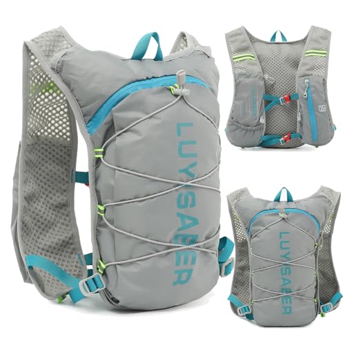 Flintronic 1PCS Chaleco Hidratacion Trail Running Mujer Hombre, Ligero Chaleco de Hidratación Ultraligero, Mochila Hidratacion, para Bici Running, Ligero Deportes, Gris