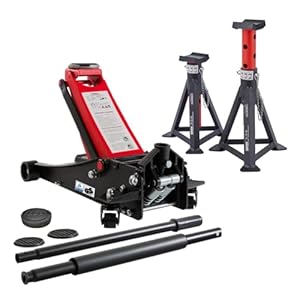 Arebos 3T Gato Hidráulico de Maniobra Plano | 3 Toneladas de Capacidad de Carga | 3 Soportes | Para Taller y Hobby | Soporte de Gato para Coche